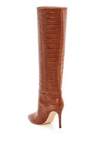 Croc-effect leather boots 