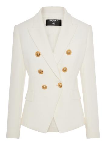 Embellished cotton-pique blazer