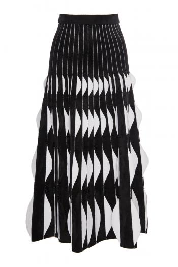 Pleated stretch-knit maxi skirt