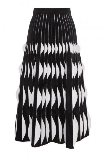 Pleated stretch-knit maxi skirt