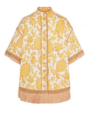 Postcard fringed and printed cotton shirt 