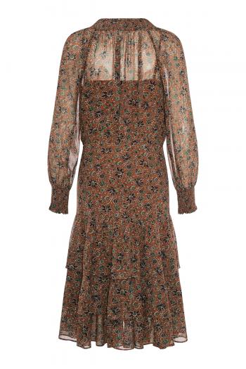 Tunis Boho-Ruffled printed chiffon midi dress 