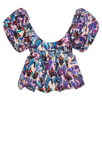 Chiara ruched printed cotton top 