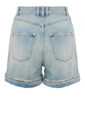 Embellished cotton-denim shorts 