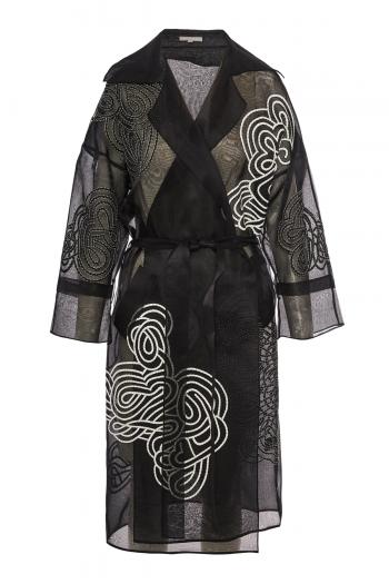 Rabari embroidered silk-organza coat 