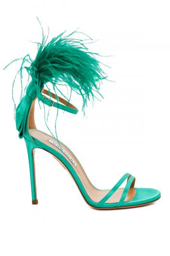 Concerto satin and feather sandals 