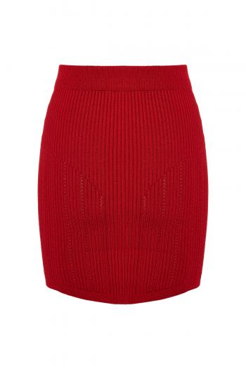 Embellished ribbed-knit mini skirt 
