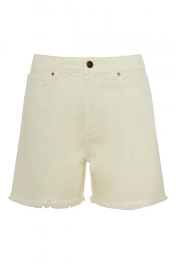 Frayed cotton denim shorts