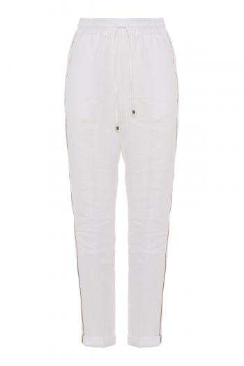 Embroidered linen pants 