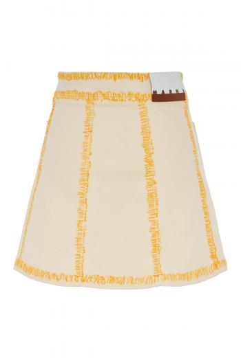 Embroidered cotton denim mini skirt 