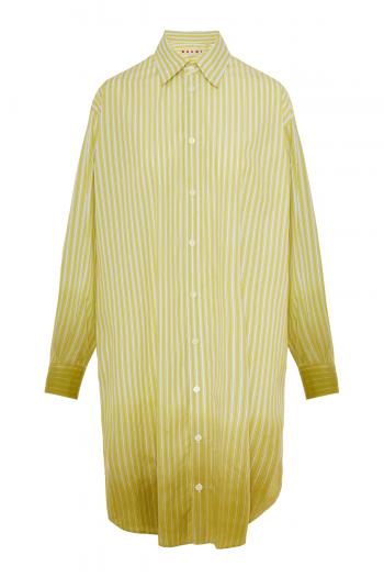 Dyed striped cotton midi dress 