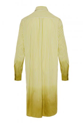 Dyed striped cotton midi dress 