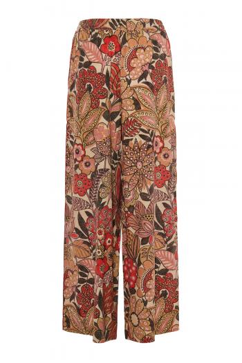 Embroidered silk pants