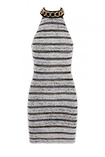 Embellished tweed mini dress 