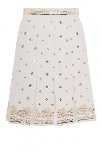 Tweed embroidered skirt