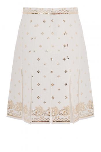 Tweed embroidered skirt
