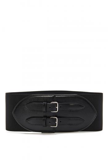 Stretch corset leather belt