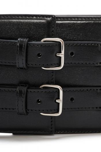 Stretch corset leather belt