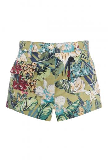 Printed linen and cotton shorts 