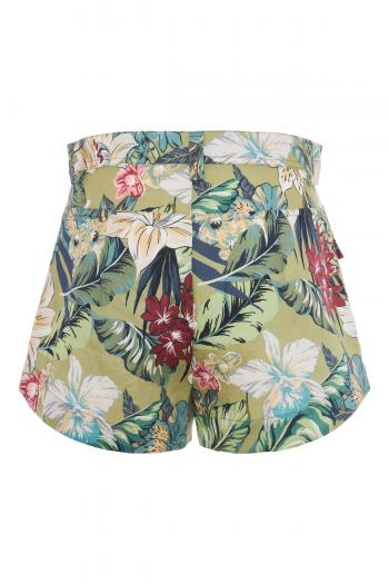 Printed linen and cotton shorts 