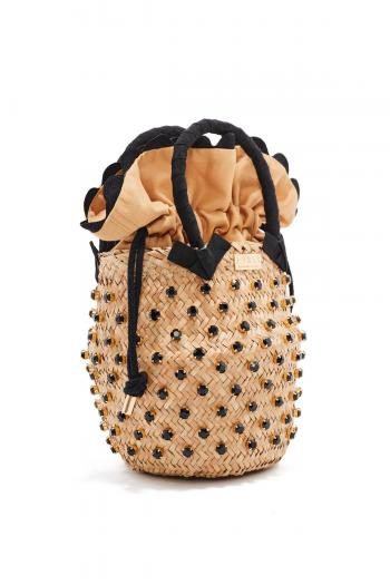 Nina small embellished straw basket bag