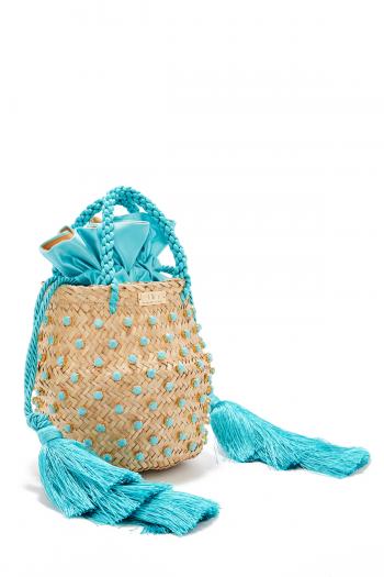 Carol small tasseled embellished straw basket bag