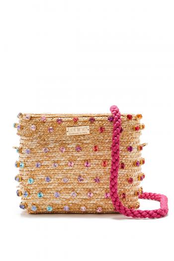 Euphoria embellished straw bag