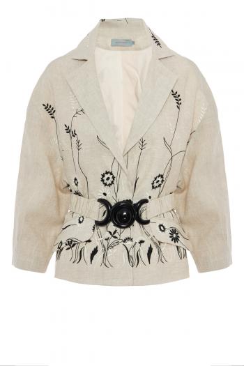 Gianna embroidered linen and cotton-blend jacket 
