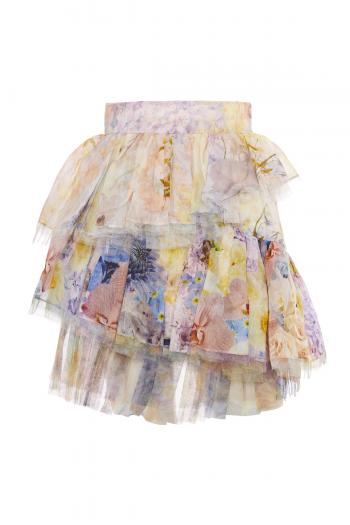 Rhythmic layered silk and linen mini skirt 
