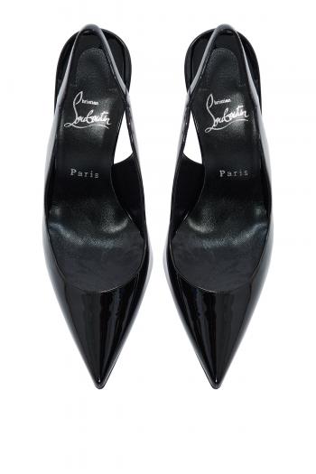 Hot Chic patent-leather slingback pumps 