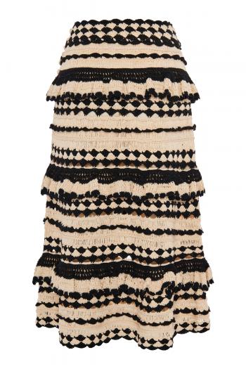 Anneke frilled crocheted cotton midi skirt 