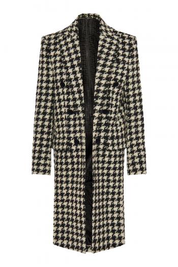 Houndstooth tweed wool coat 