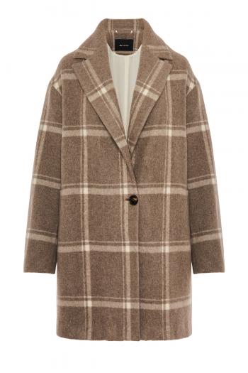 Checked wool coat 