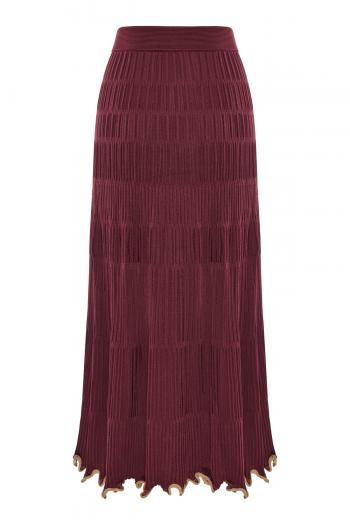 Malia pleated ribbed-knit midi skirt 