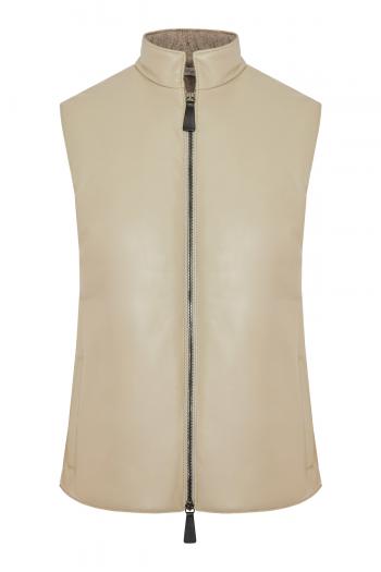 Leather and wool gilet