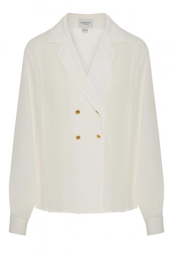Embellished silk-blend blouse 