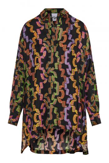Oversized printed silk and cotton shirt 