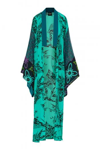 Printed crepe kimono 