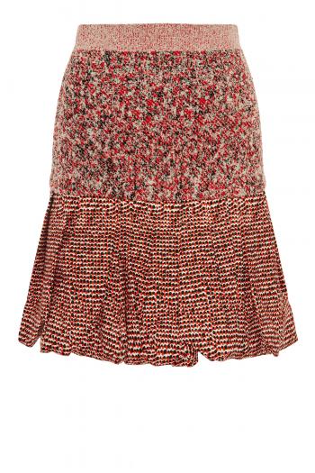Pleated cotton tweed mini skirt 