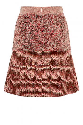 Pleated cotton tweed mini skirt 