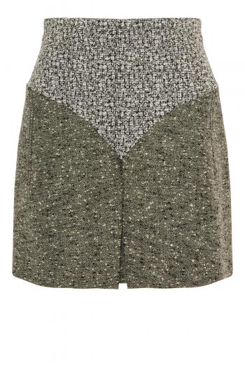 Pleated wool tweed mini skirt 