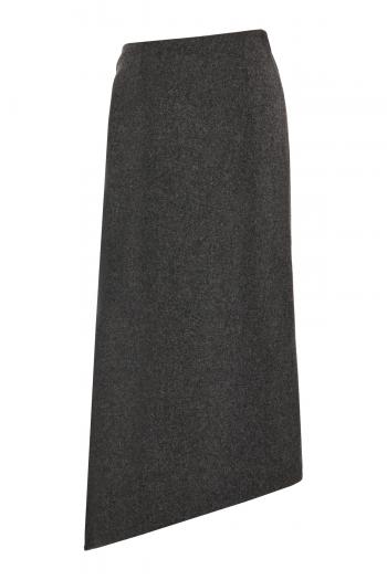 Ruched wool-blend midi skirt 