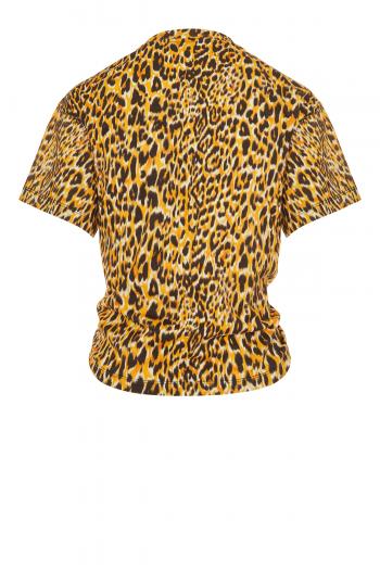 Leopard print cotton cropped T-shirt 
