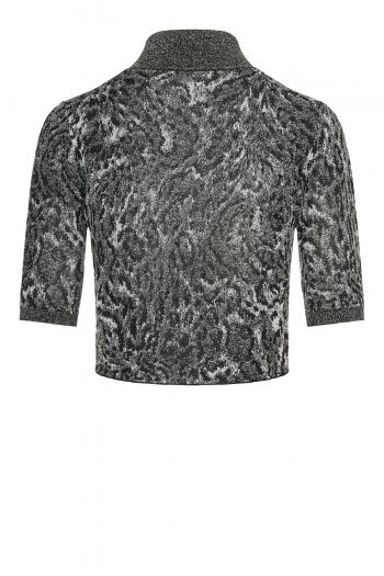 Intarsia-knit lurex cropped sweater 