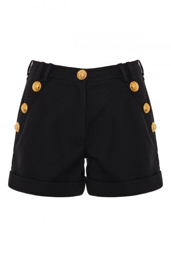 Embellished cotton-canvas shorts 