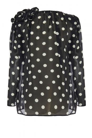 Embellished polka-dot silk-chiffon blouse 