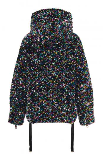 Paillette-embellished padded quilted jacket 