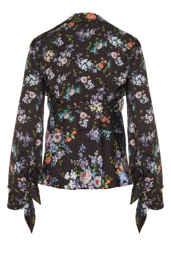 Ruched printed crepe blouse 