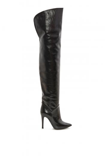 Shiny nappa leather over-the-knee boots