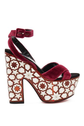 Superyaz printed velvet platform 160mm sandals